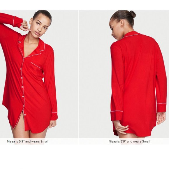 Victoria's Secret Other - VS XL Modal Sleepshirt Lipstick Red Super Comfy Nightgown Pajamas PJ So Cute NWT